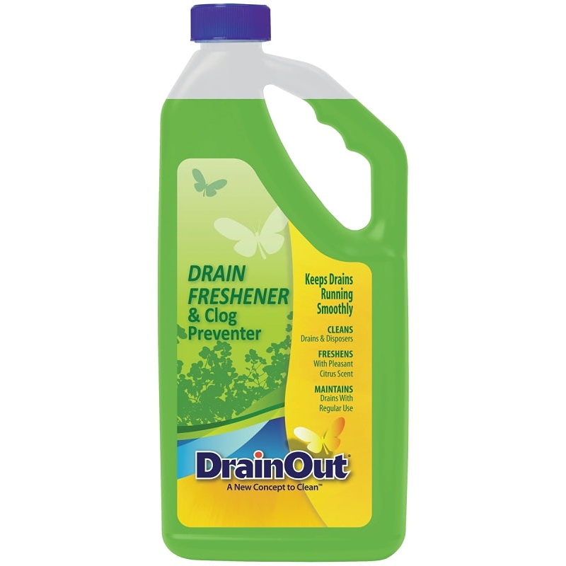 Drain OUT DOF0632N Drain Cleaner and Freshener, Liquid, Green, Citrus, 32 oz, Bottle, Pack of 6