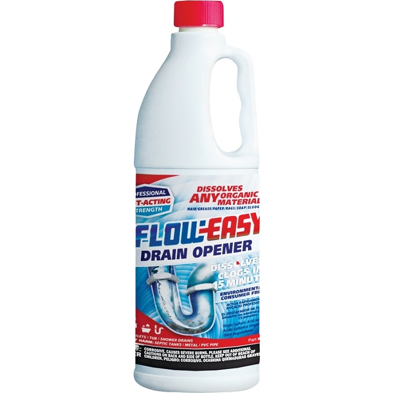 Flow-Easy FE32 Drain Opener, Oily Liquid, Dark Brown, Odorless, 1 qt, Bottle, Pack of 12