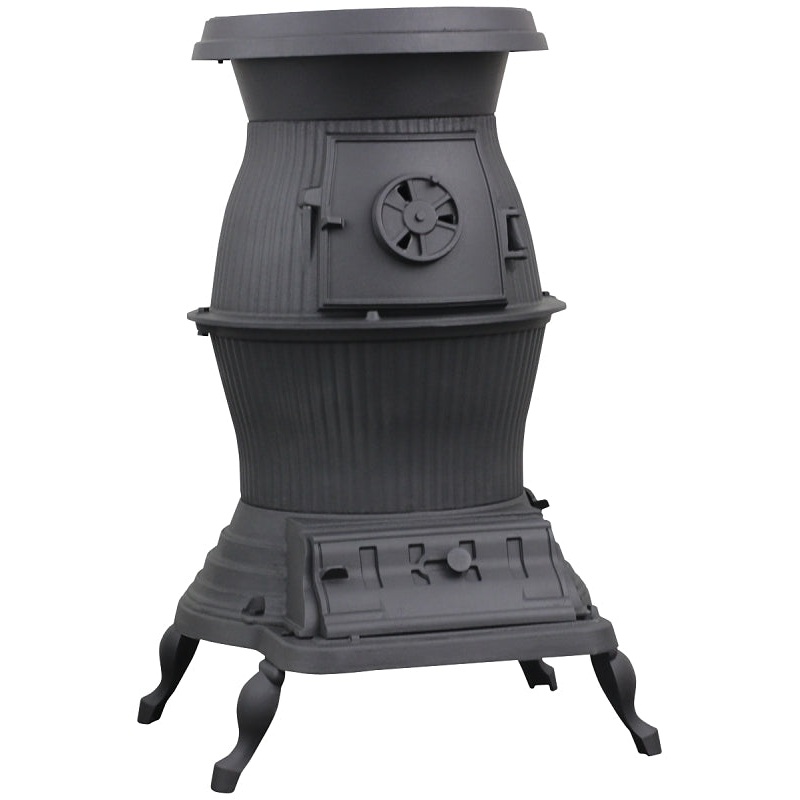 US Stove Railroad Series 1869/PB65XL Potbelly Stove, 29 in W, 22-1/4 in D, 32-1/2 in H, 75,000 Btu Heating, Cast Iron