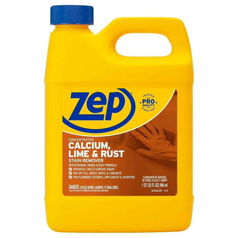 Zep ZUCAL32 Calcium/Lime/Rust Cleaner, 32 oz, Liquid, Pungent, Light Yellow