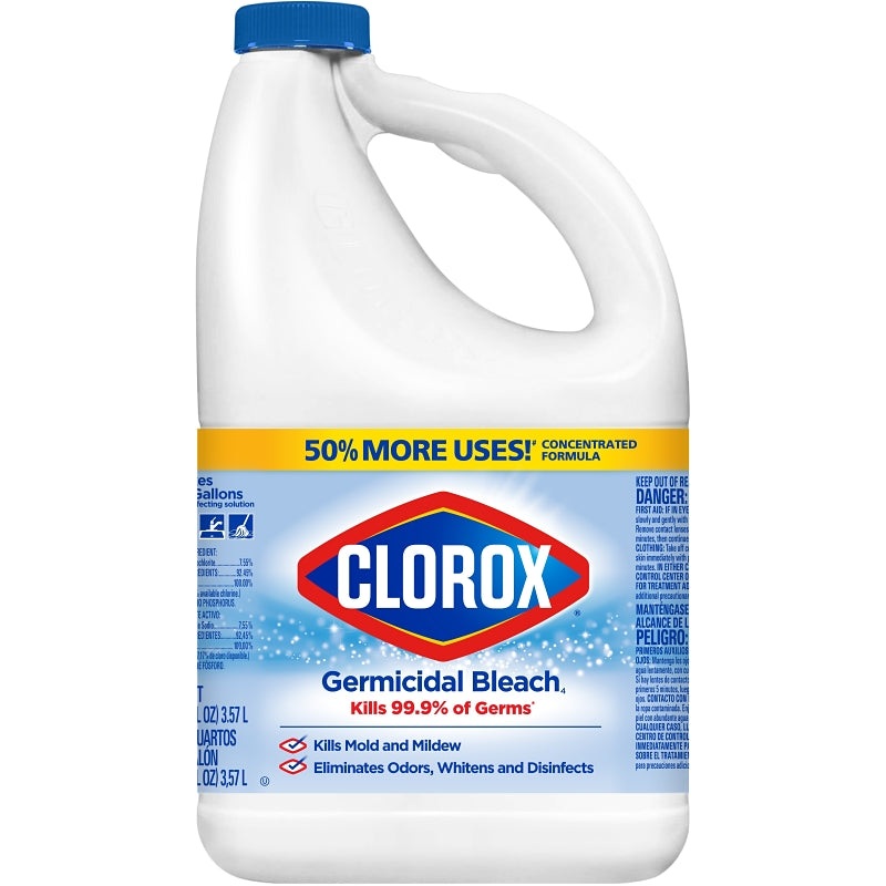 Clorox 32429 Germicidal Bleach, 121 oz, Bleach, Liquid, Pale Yellow, Pack of 3