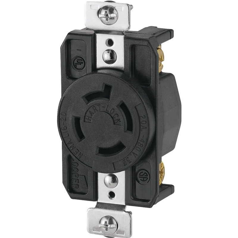 Eaton Wiring Devices AHL1620R Single Receptacle, 20 A, Black