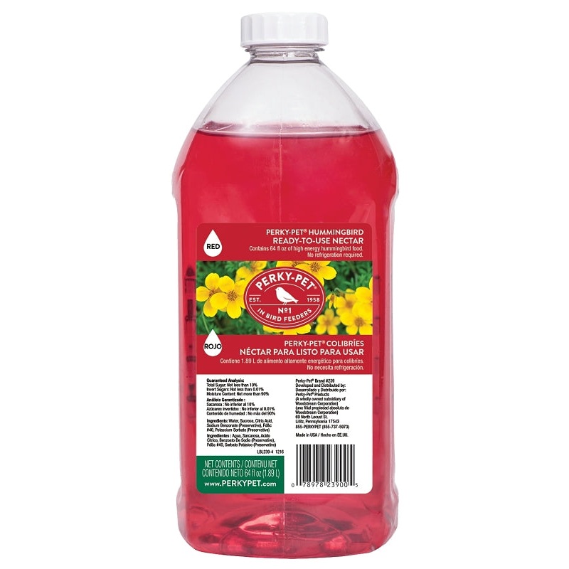 Perky-Pet 239 Nectar Bird Food, Ready-to-Use, Liquid, 64 oz Bottle