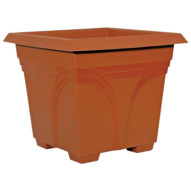 Southern Patio DP1510TC Deck Planter, 13.08 in H, 14.88 in W, 14.88 in D, Square, Plastic, Terracotta
