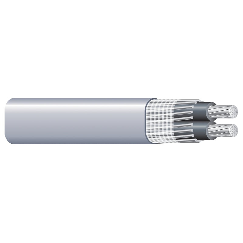 Southwire 4/0-4/0-4/0X250 Service Entrance Cable, Gray Sheath, 205 A, 3-Conductor, Aluminum Conductor