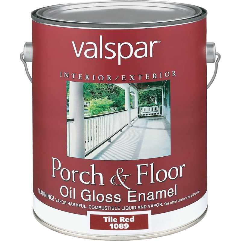 Valspar 027.0001089.007 Porch and Floor Enamel Paint, High-Gloss, Tile Red, 1 gal, Pack of 2