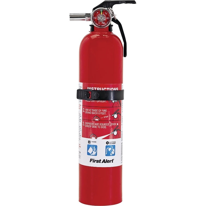 First Alert GARAGE1 Rechargeable Fire Extinguisher, 2.5 lb, Sodium Bicarbonate, 10-B:C Class, Pack of 4