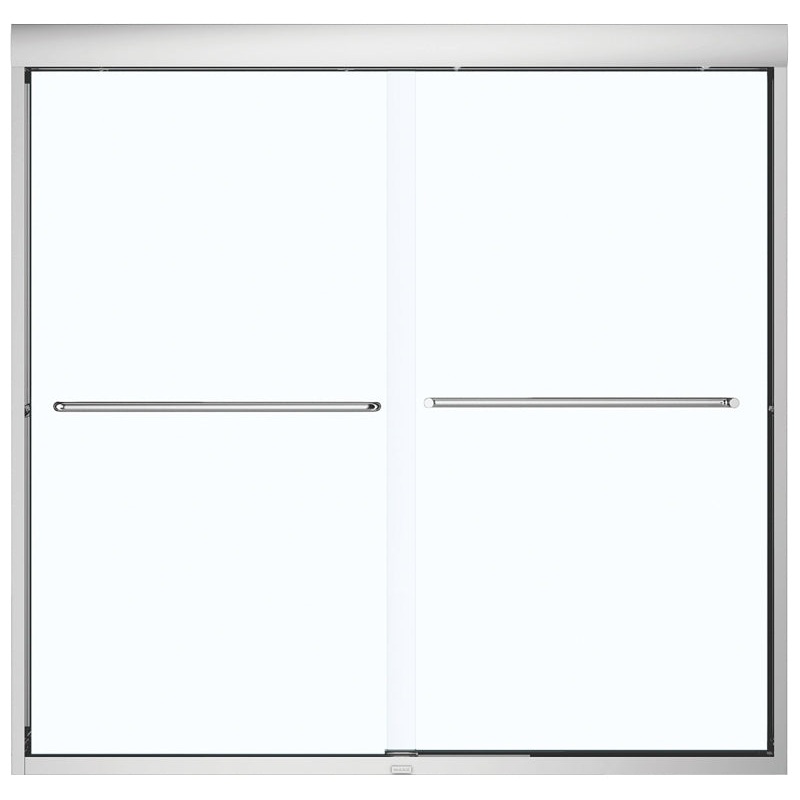 Maax Aura 135661-900-084000 Bathtub Door, Chrome Frame, Semi Frame, Clear Glass, Bypass/Sliding Door, 1/4 in Glass