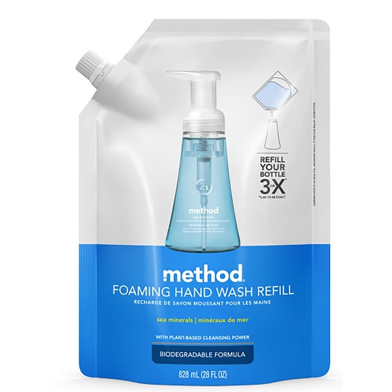 method 328110 Foaming Hand Wash Refill, Liquid, Light Blue, Sea Minerals, 28 oz Pouch