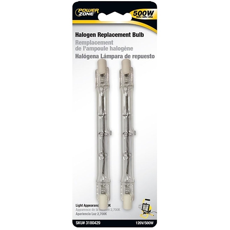 PowerZone ORHLB500T32P Halogen Bulb, T3 Lamp, Bright White Light, 4.64 in long