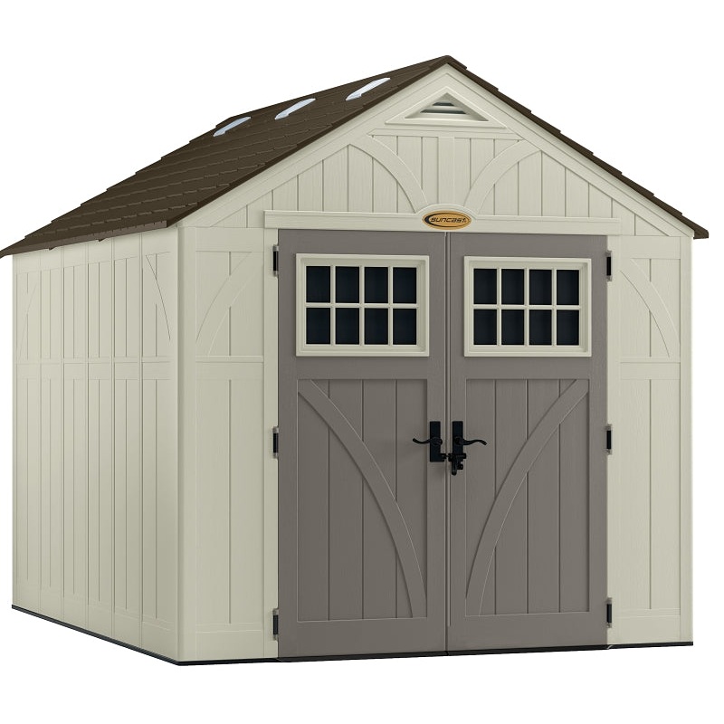 Suncast Tremont BMS8100 Storage Shed, 547 cu-ft Capacity, 8 ft 4-1/2 in W, 10 ft 2-1/4 in D, 8 ft 7 in H, Resin