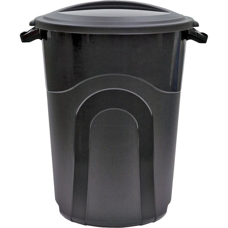 United Solutions TI0019 Trash Can, 32 gal, Black, Plastic, Snap-On Lid, Pack of 6
