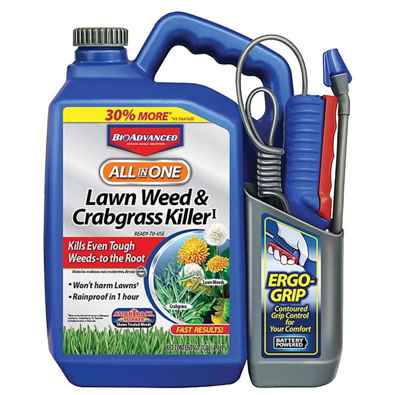 BioAdvanced 704138A Weed and Crabgrass Killer, Liquid, Black/Brown, 1.3 gal