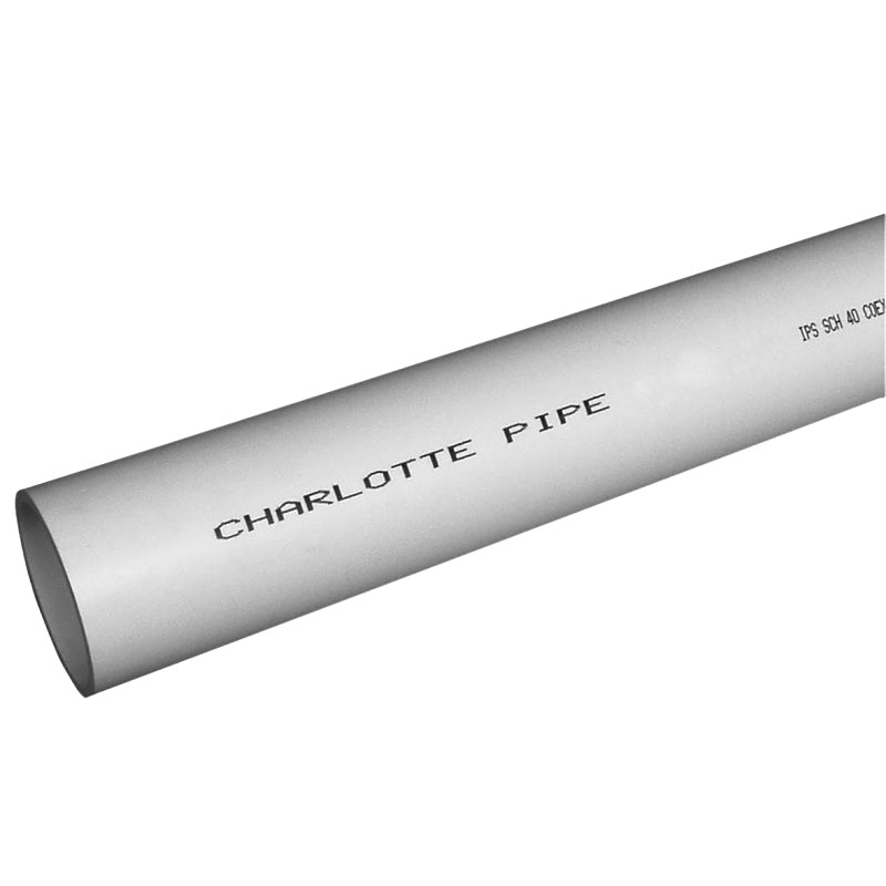 Charlotte Pipe PVC 04300 0800 Pipe, 3 in, 20 ft L, SCH 40 Schedule, PVC, White