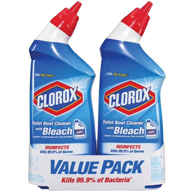 Clorox 00273 Toilet Bowl Cleaner, 24 oz, Liquid, Bleach, Crisp, Floral, Clear/Pale Green, Pack of 6