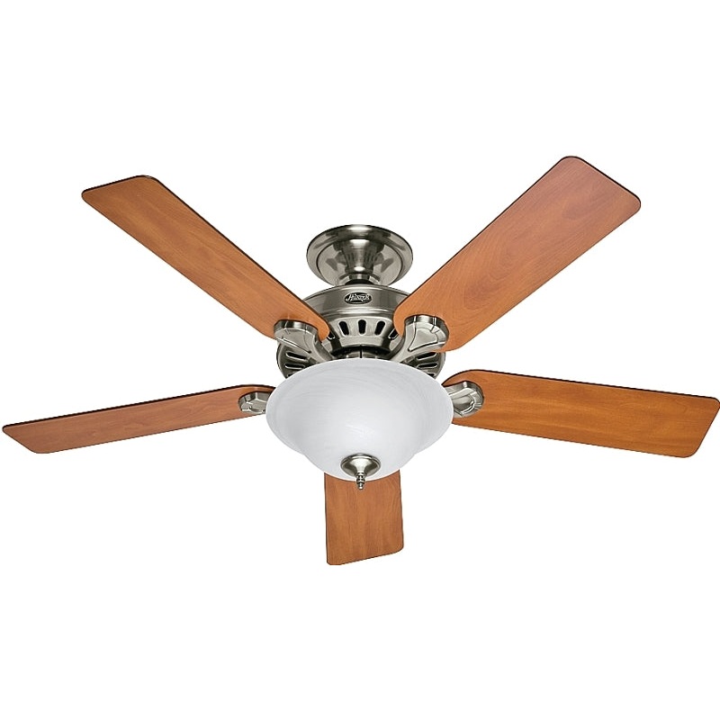 Hunter 53249/28723 Ceiling Fan, 5-Blade, Blackened Rosewood/Chestnut Blade, 52 in Sweep, 3-Speed, With Lights: Yes