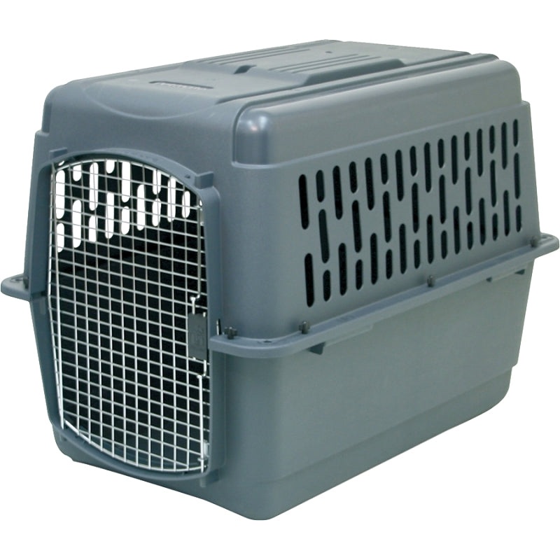 Aspenpet Pet Porter 21183 Pet Carrier, 36 in W, 25 in D, 27 in H, Plastic, Black/Dark Gray, Chrome