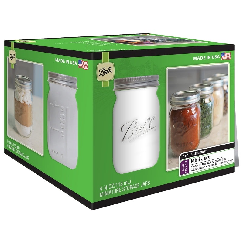 Ball 1440080100 Storage Jar, 4 oz Capacity, Glass, Pack of 6