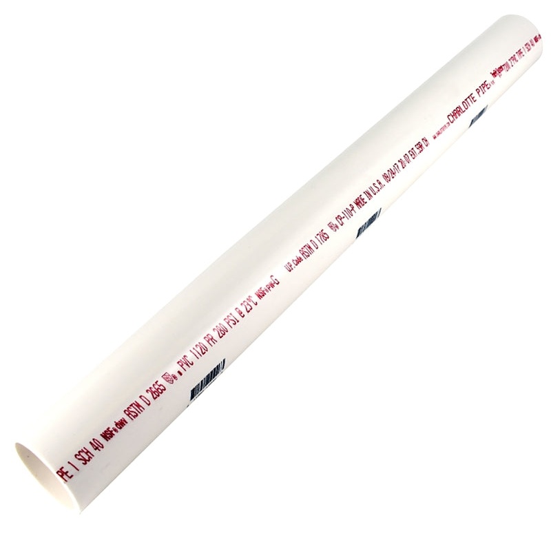 Charlotte Pipe PVC 07200 0200 Cut Pipe, 2 in, 2 ft L, SCH 40 Schedule, PVC, White