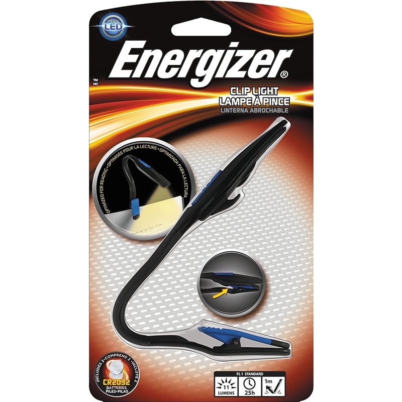 Energizer FNL2BU1CS Clip Light, CR2032 Battery, Lithium Battery, LED Lamp, 14 Lumens, 7 m Beam Distance, 30 hr Run Time