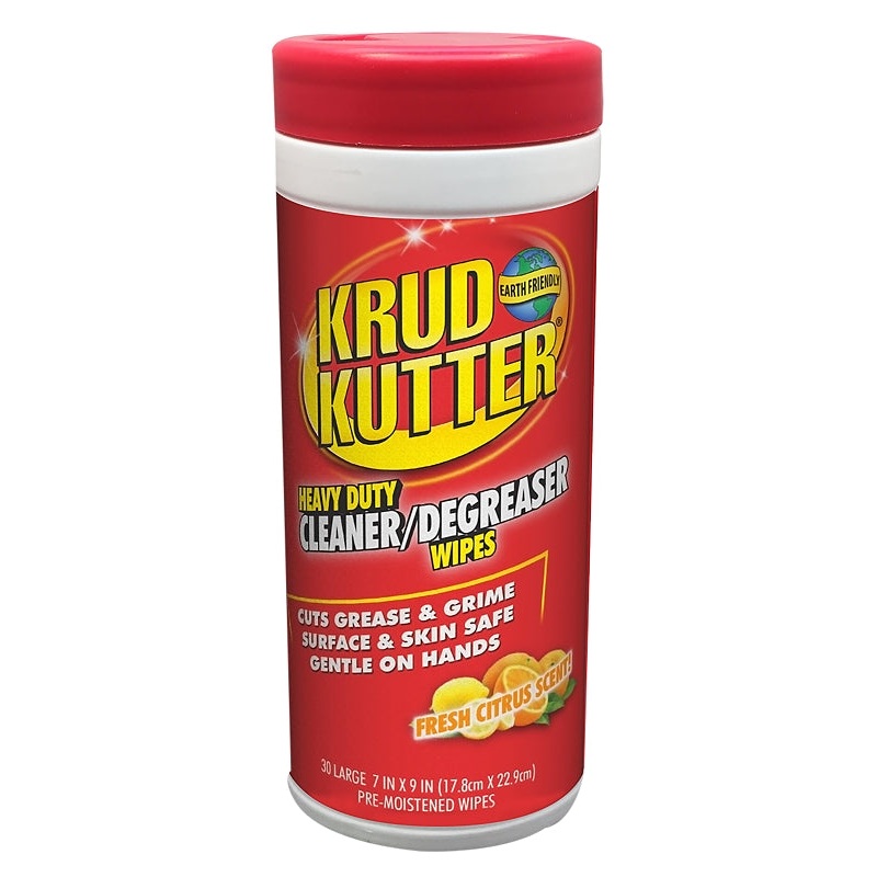 Krud Kutter 346527 Heavy-Duty Cleaner/Degreaser Wipes, 7 in L, 9 in W, Citrus-Like