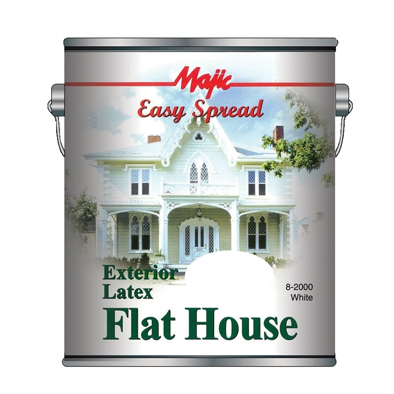 Majic Paints 8-2000-1 Exterior House Paint, Flat, White, 1 gal Pail, Pack of 4