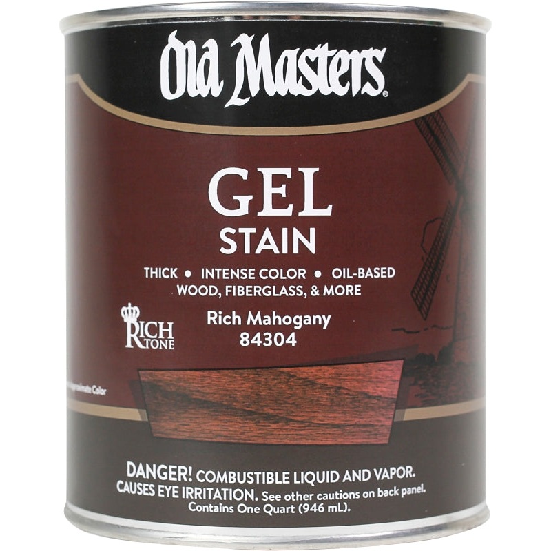 Old Masters 84304 Gel Stain, Rich Mahogany, Liquid, 1 qt, Can