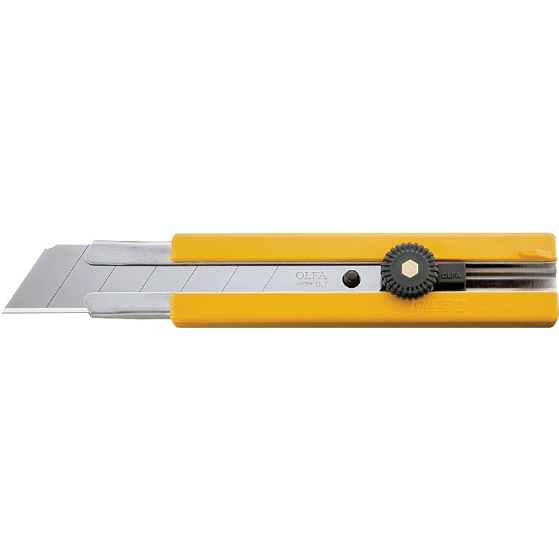 OLFA 5006 Utility Knife, 25 mm W Blade, Stainless Steel Blade, Symmetrical Handle, Yellow Handle