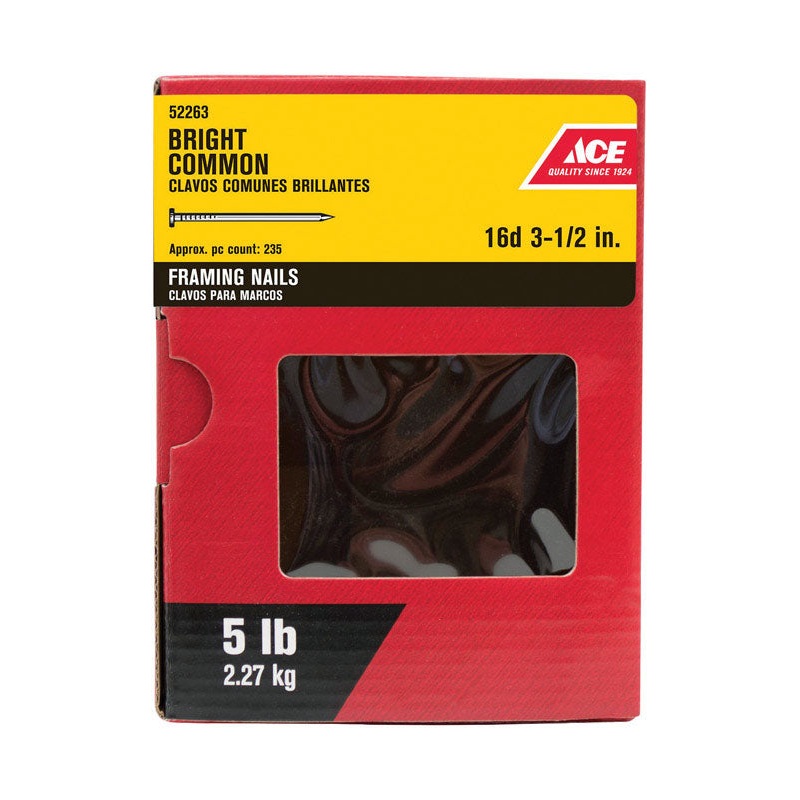 Ace Round 3-1/2 in. L Common Nail Smooth Bright Steel 5 lb.
