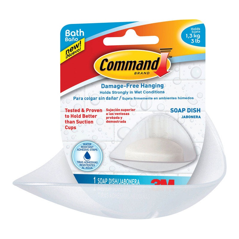 Command Damage-Free Hanging Soap Dish Clear Plastic