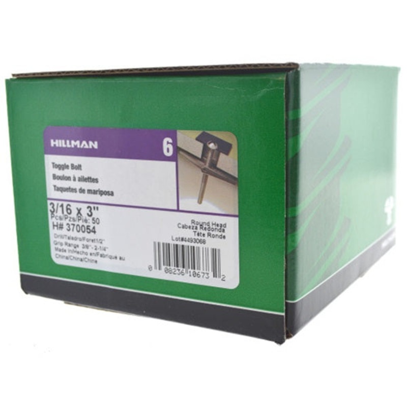 Hillman Fas-N- Tite 1/4 in. Dia. x 3 in. L Round Steel Toggle Bolt 50 pk