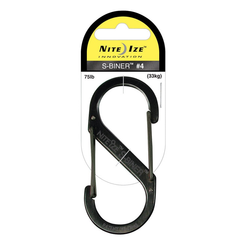 Nite Ize S-Biner Stainless Steel 3-1/2 in. L Carabiner Key Holder 75 lb. Black Stainless Steel