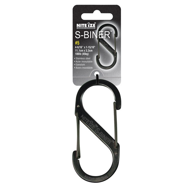 Nite Ize S-Biner Stainless Steel 4-5/16 in. L Stainless Steel Key Holder 100 lb. Black Carabin