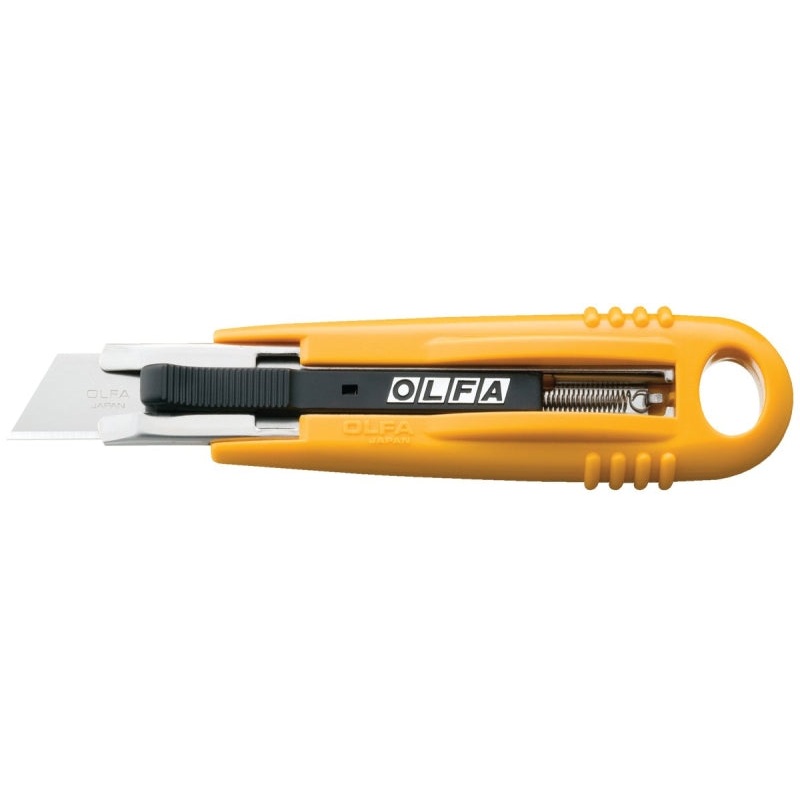 OLFA 9048 Safety Knife, Steel Blade, Contour-Grip Handle, Yellow Handle