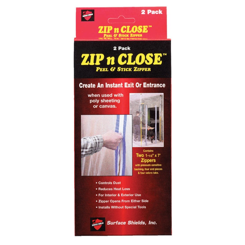 Surface Shields Zip N Close Peel and Stick Zipper 1.5 in. W x 7 ft. L Poly