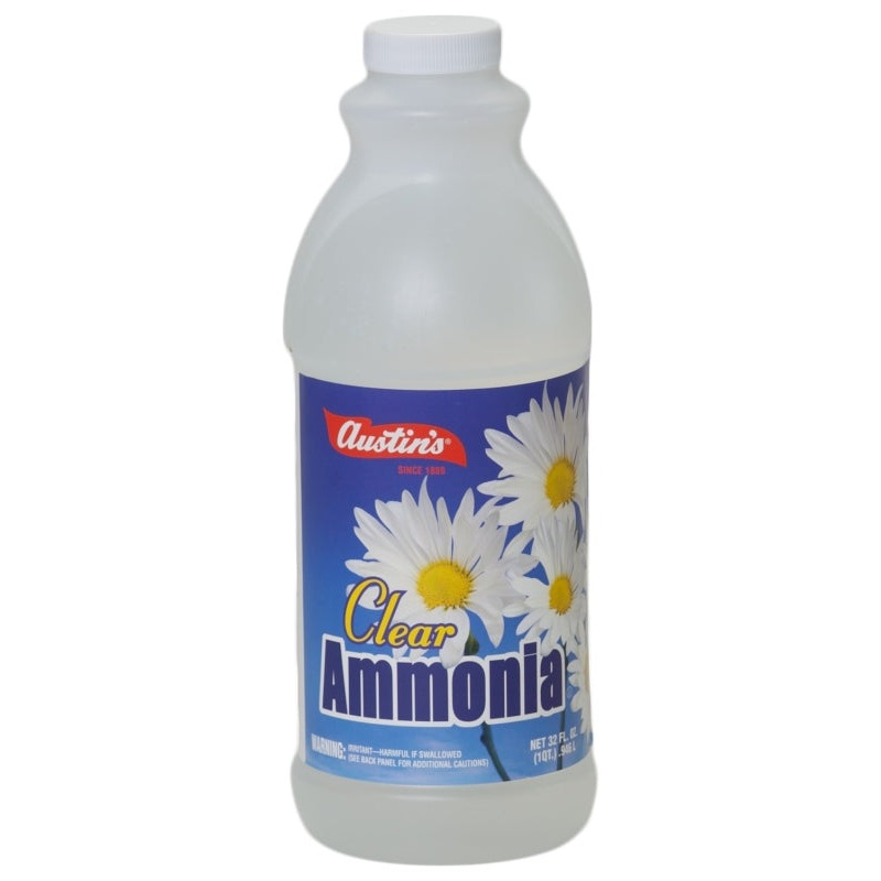 Austin 50 Clear Ammonia, 32 oz Bottle, Liquid, Pungent Ammonia, Colorless, Pack of 12