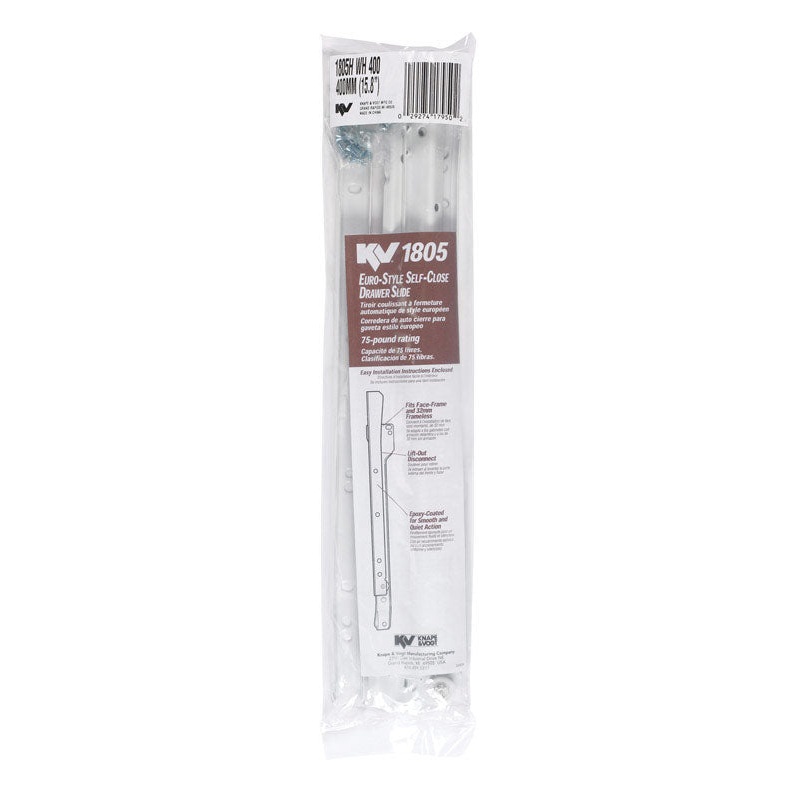 Knape & Vogt 16 in. L Soft Close Drawer Slide 1 pair
