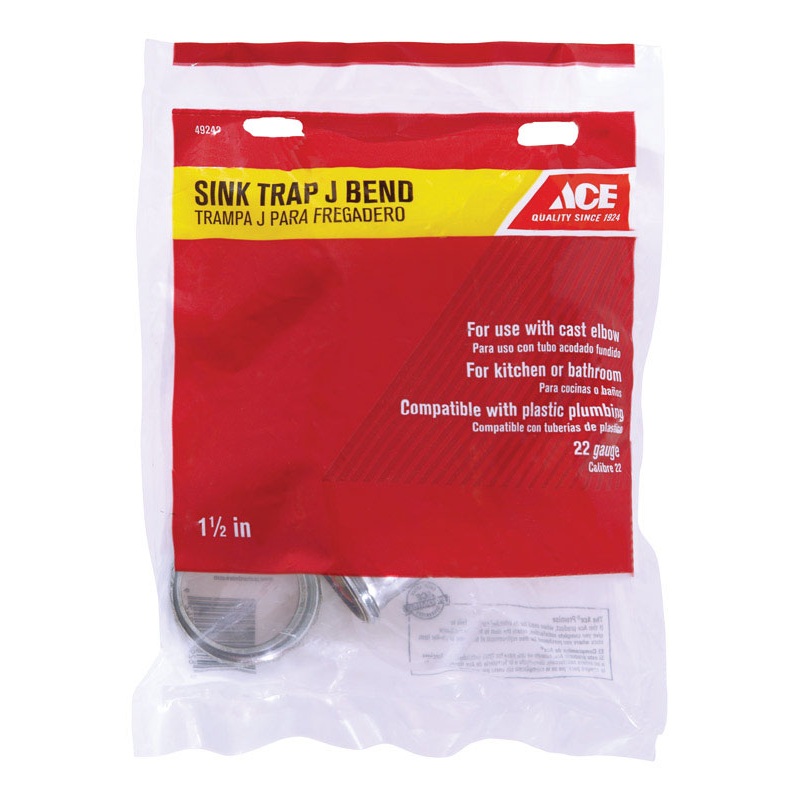 Ace 1-1/2 in. Dia. x 1-1/2 in. Dia. Slip To Slip Chrome Plated Brass J Bend