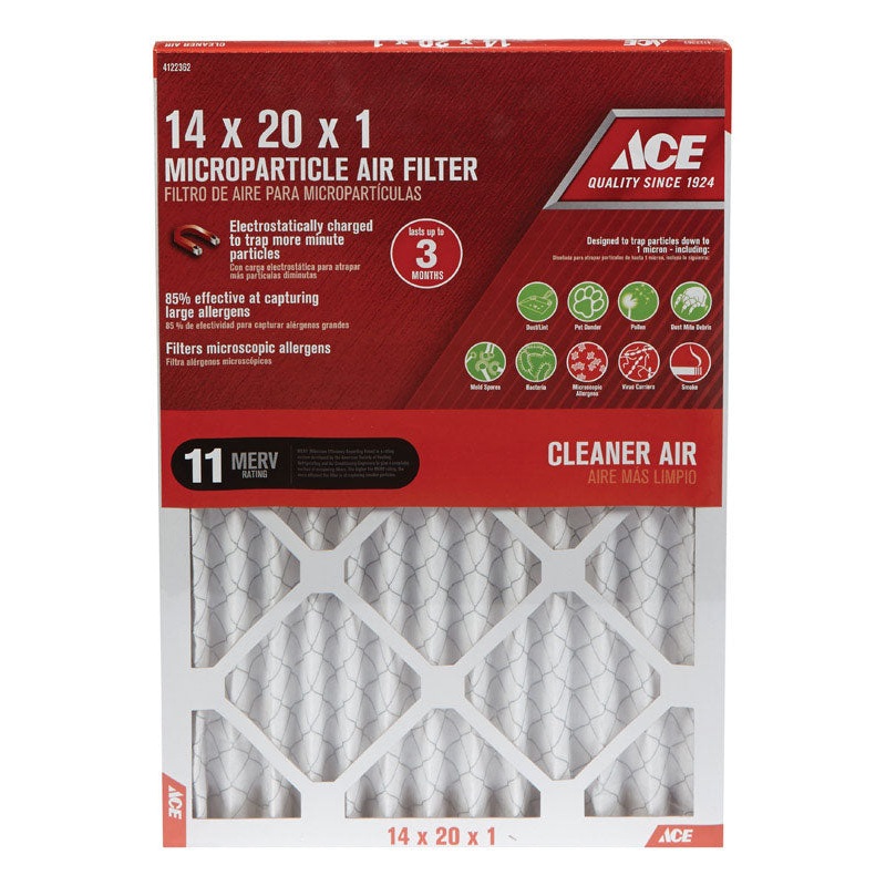 Ace 20 in. L x 14 in. W x 1 in. D Pleated Microparticle Air Filter 11 MERV