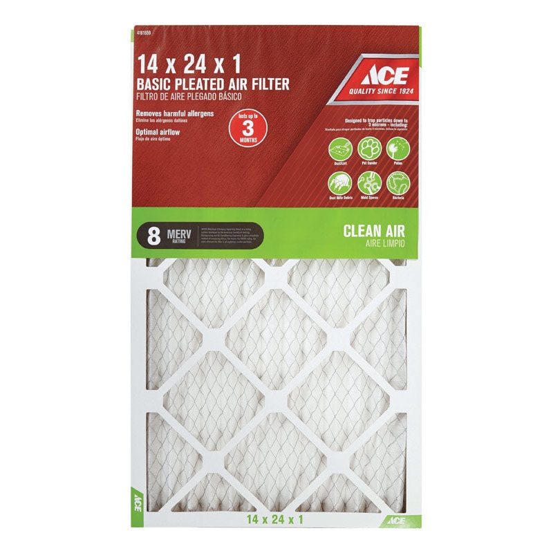 Ace 24 in. L x 14 in. W x 1 in. D Pleated Air Filter 8 MERV