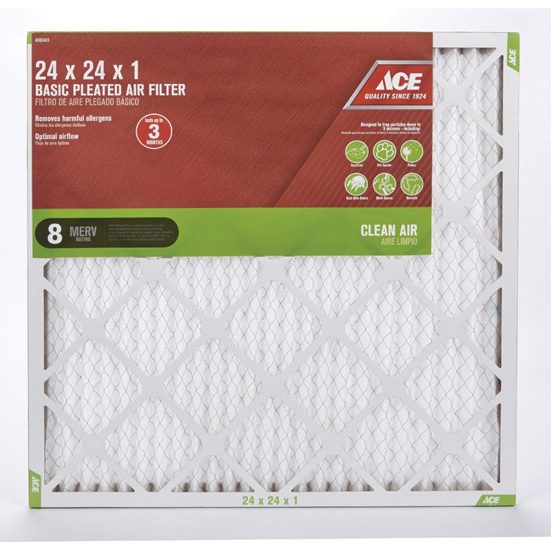 Ace 24 in. L x 24 in. W x 1 in. D Pleated Air Filter 8 MERV