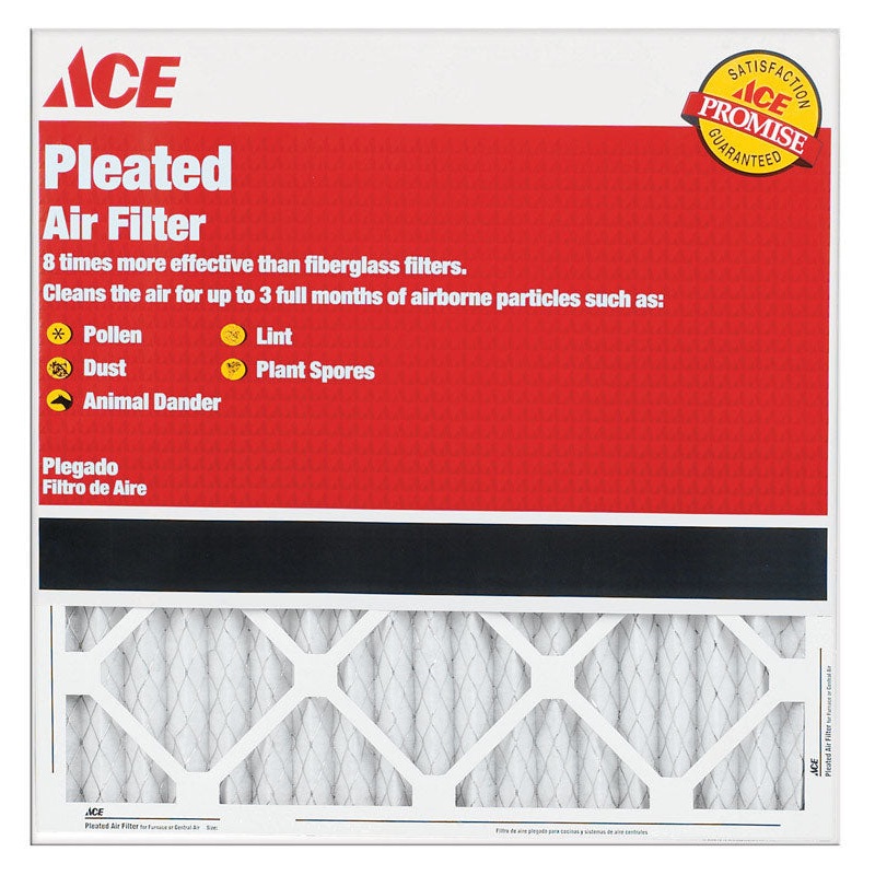 Ace 25 in. L x 20 in. W x 1 in. D Pleated Air Filter 8 MERV