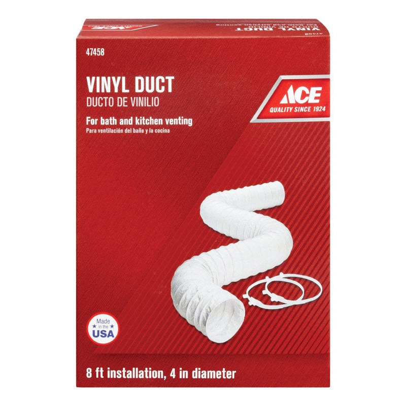 Ace 4 in. Dia. x 8 ft. L Vent Duct White