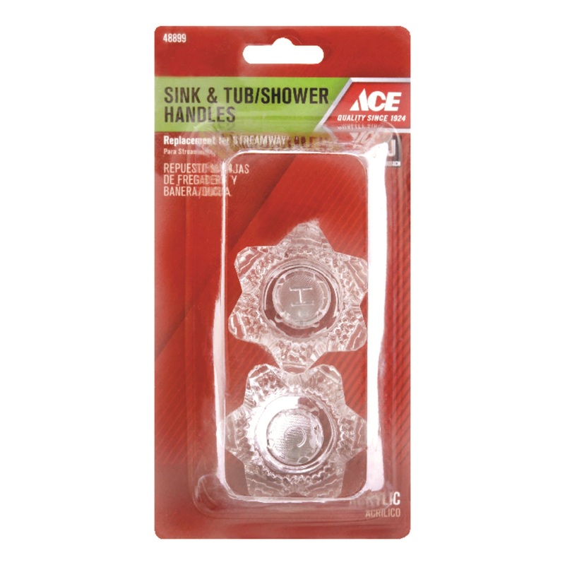 Ace Acrylic Clear Hot and Cold Sink and Tub/ Shower Handle