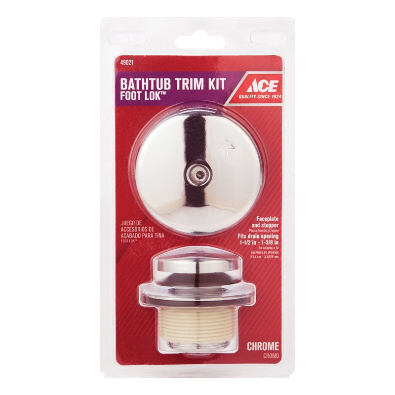 Ace Foot Lok Stop Bath Drain Trim Kit 1 Classic Chrome Plated Finish Zinc Material