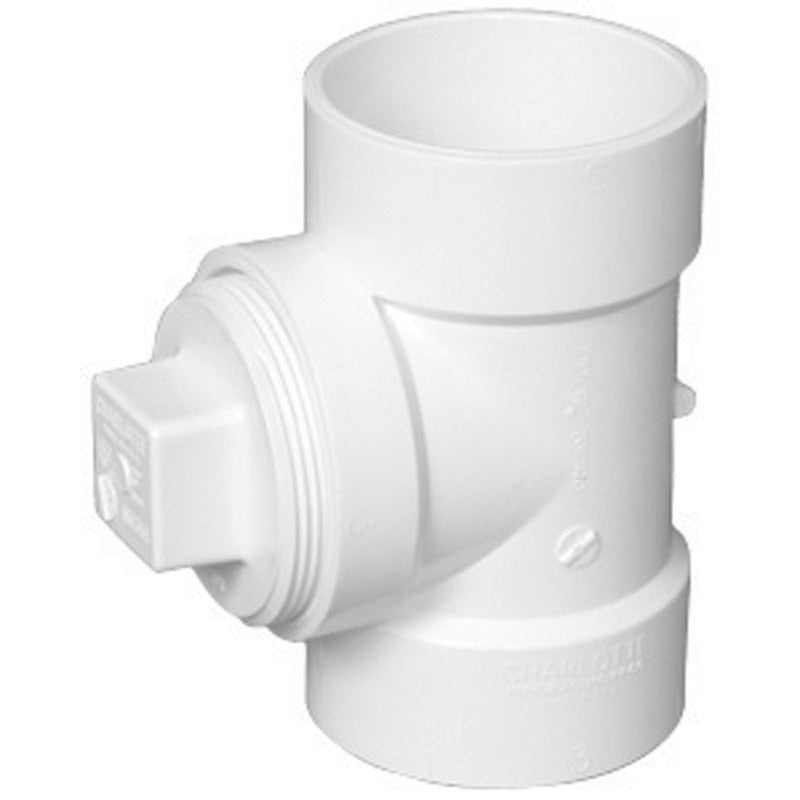 Charlotte Pipe 3 in. Dia. x 3 in. Dia. x 3 in. Dia. Hub To Hub To FPT PVC Cleanout Tee