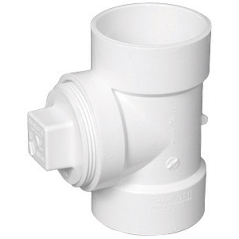 Charlotte Pipe 4 in. Dia. x 4 in. Dia. x 4 in. Dia. Hub To Hub To FPT PVC Cleanout Tee