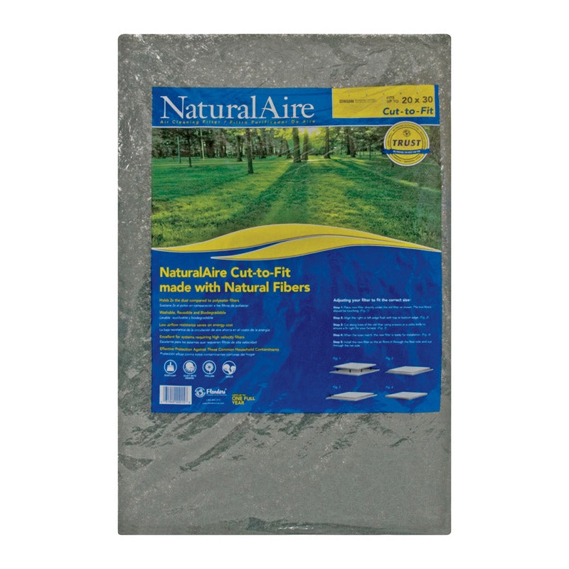 Flanders-Precisionaire NaturalAire 30 in. L x 20 in. W x 1 in. D Natural Hair Matted Fiber Latex