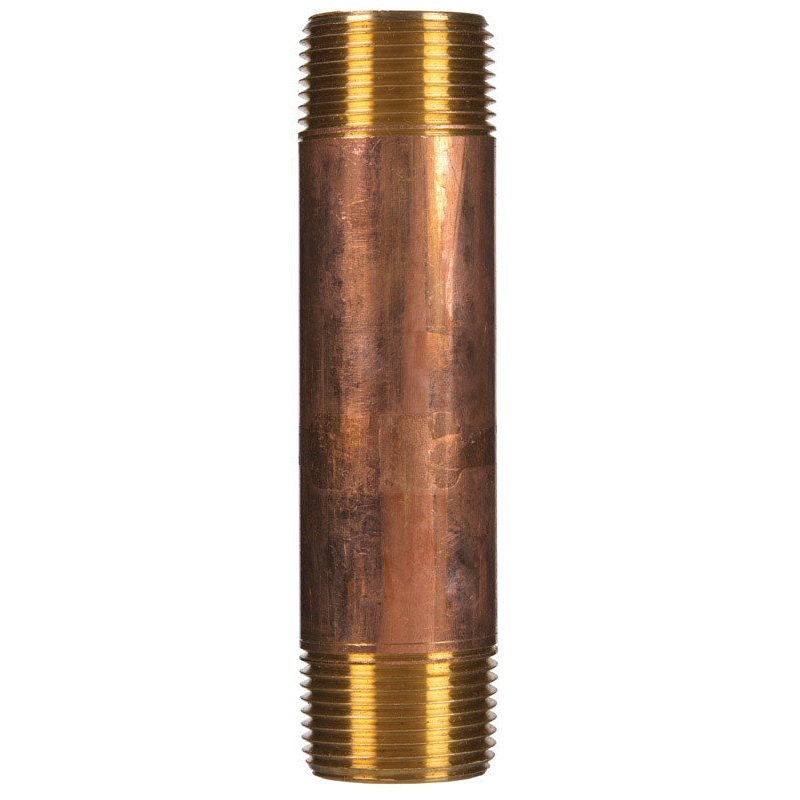 JMF 1 MPT To MPT To Nipple 1 in. Dia. Red Brass Pipe Nipple