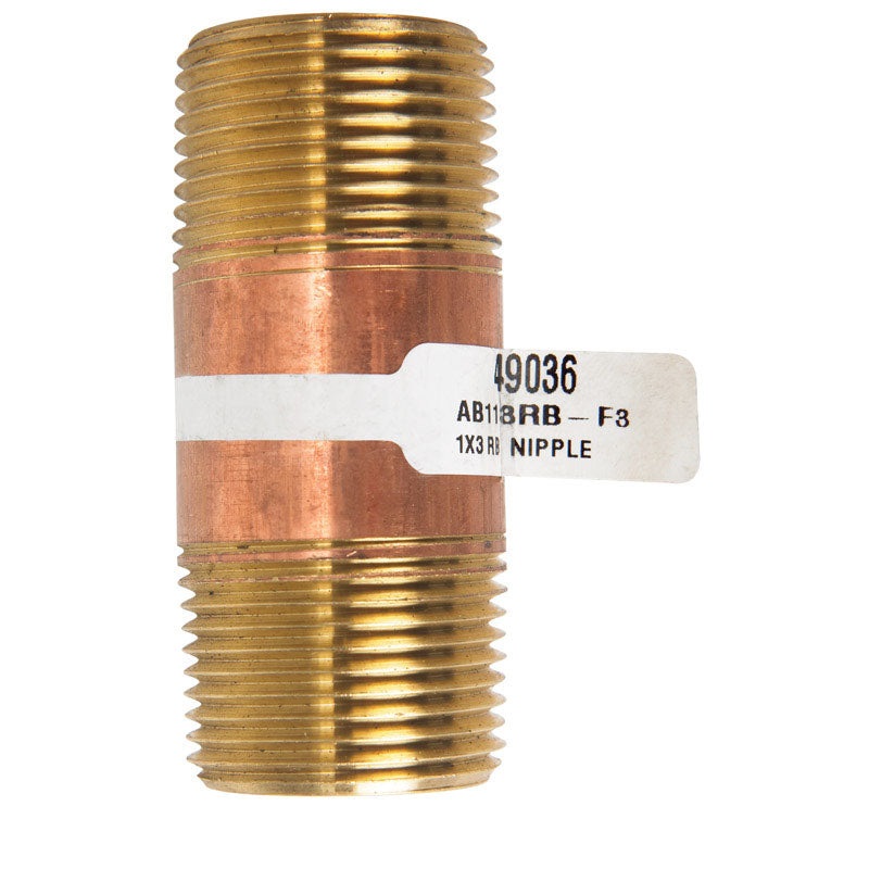 JMF 3 in. 1 MPT To MPT 1 in. Dia. Brass Pipe Nipple